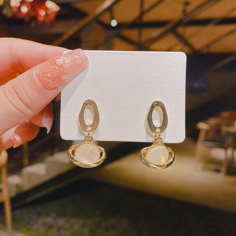 Oval Opal Drop Earring