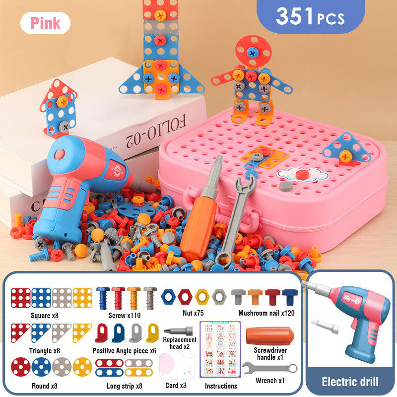 Electric Screw Screwdriver Toolbox Children's Toy Educational Detachable Assembly Screwdriver Electric Drill Set