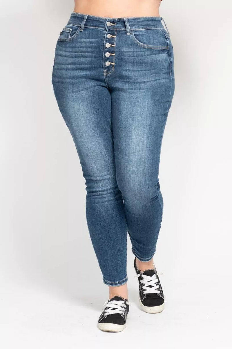 Judy Blue Full Size High Rise Button Fly Skinny Jeans Plus Size