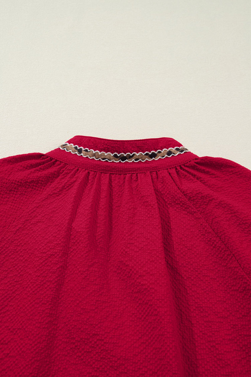 Eve Jacquard Print Textured Blouse