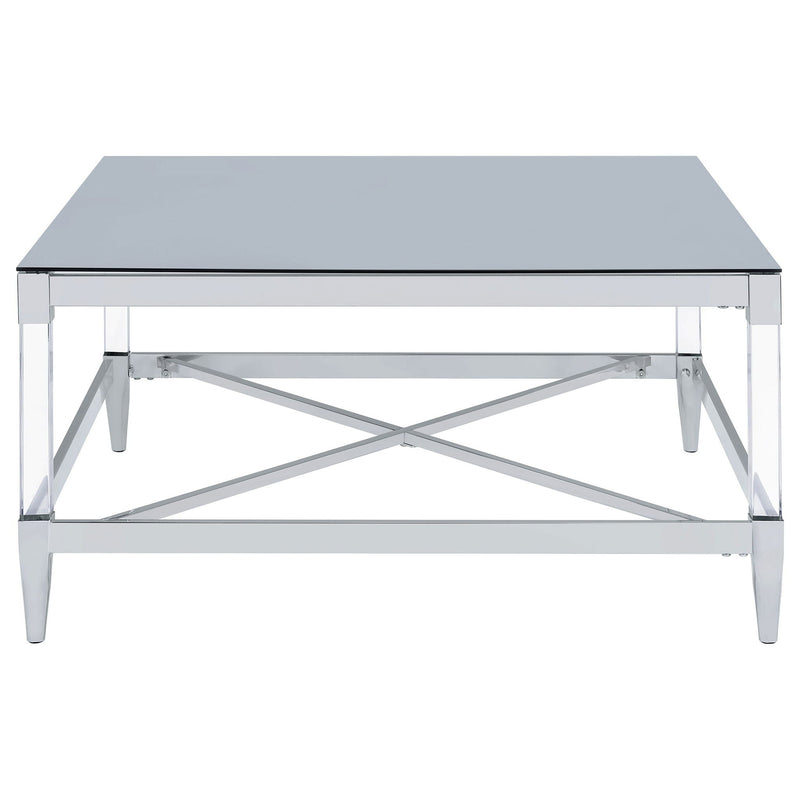 Lindley Square Tempered Mirror Acrylic Coffee Table Chrome