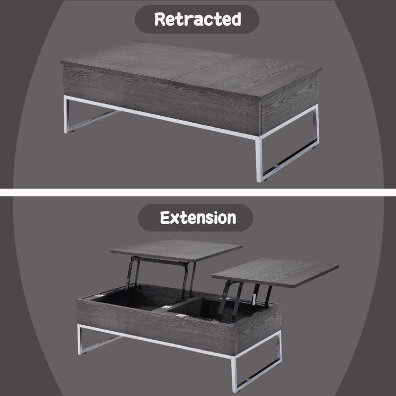 Iban - Coffee Table With Lift Top - Gray Oak & Chrome