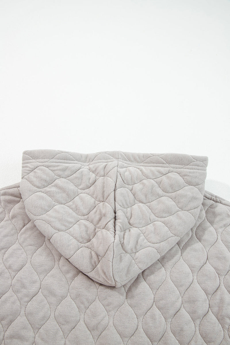 Gray Quilted Quarter Zip Plus Size Hoodie
