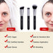 Makeup Kabuki Brushes 3Pcs Foundation Contour Brush& Concealer Brush under Eye& Blusher Brush Face Blush Bronzer Travel Buffing Stippling Contour Liquid Blending Makeup Brush Set Black