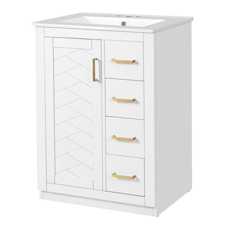 Modern Bathroom Vanity With 1 Door And 3 Drawers