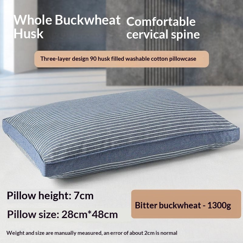 Buckwheat Cervical Pillow – All-Cotton Washable Neck Support for Deep Sleep