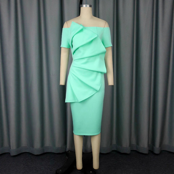 Personalized Pleated Ruffled Strapless Sexy Dress