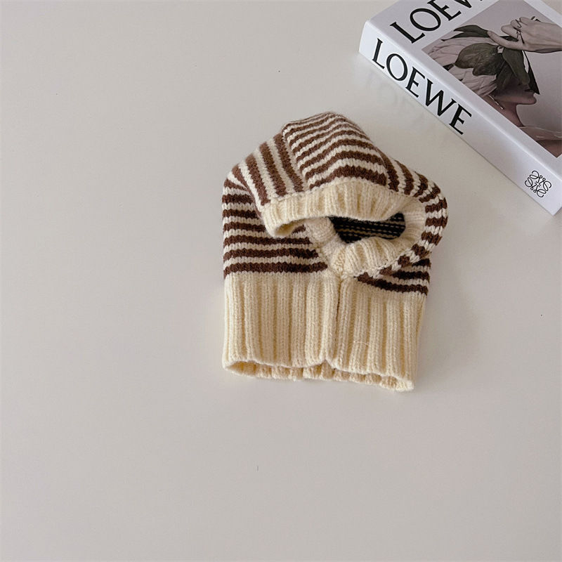 Childrens Contrast-Color Striped Knitted Hat