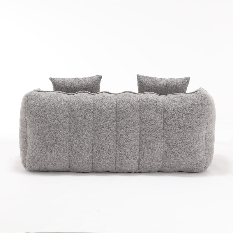 Cozy Beanbag Chair with High Resilience Foam Core for Two - Grey Chenille, 66x35x25 inches