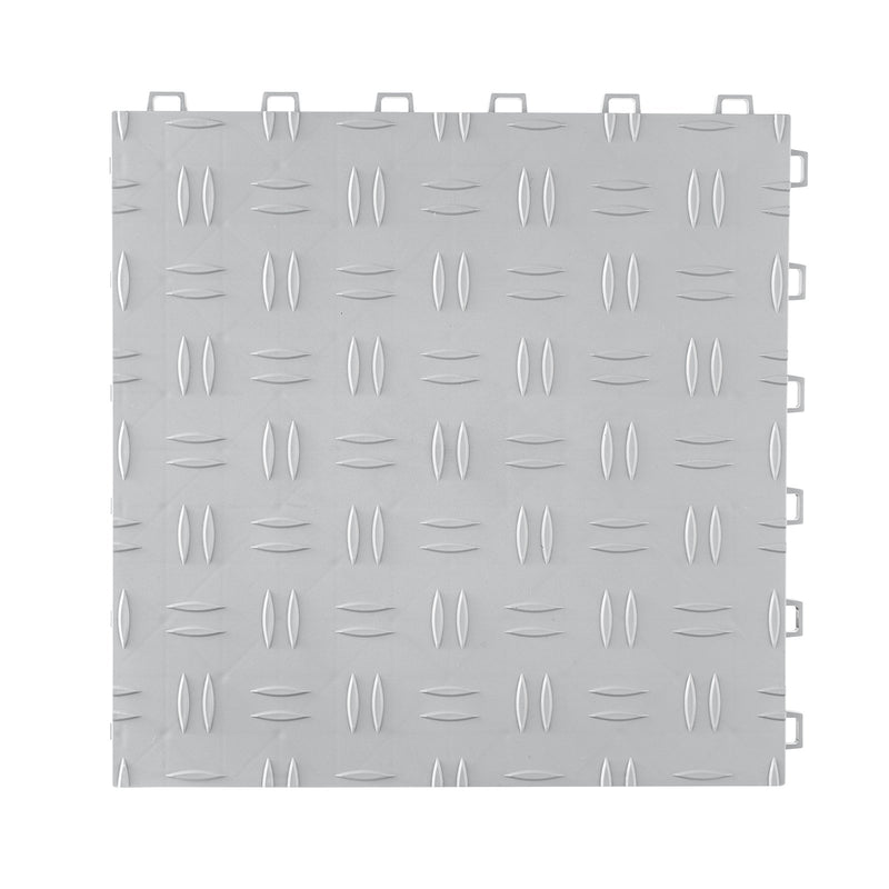 Garage Tiles Interlocking, 12 X 12 X 0.53 Inch 50 Pack Garage Floor Covering Tiles, Non-Slip Double-Sided Texture Garage Flooring Tiles, For Garages, Basements, Repair Shops, Silver