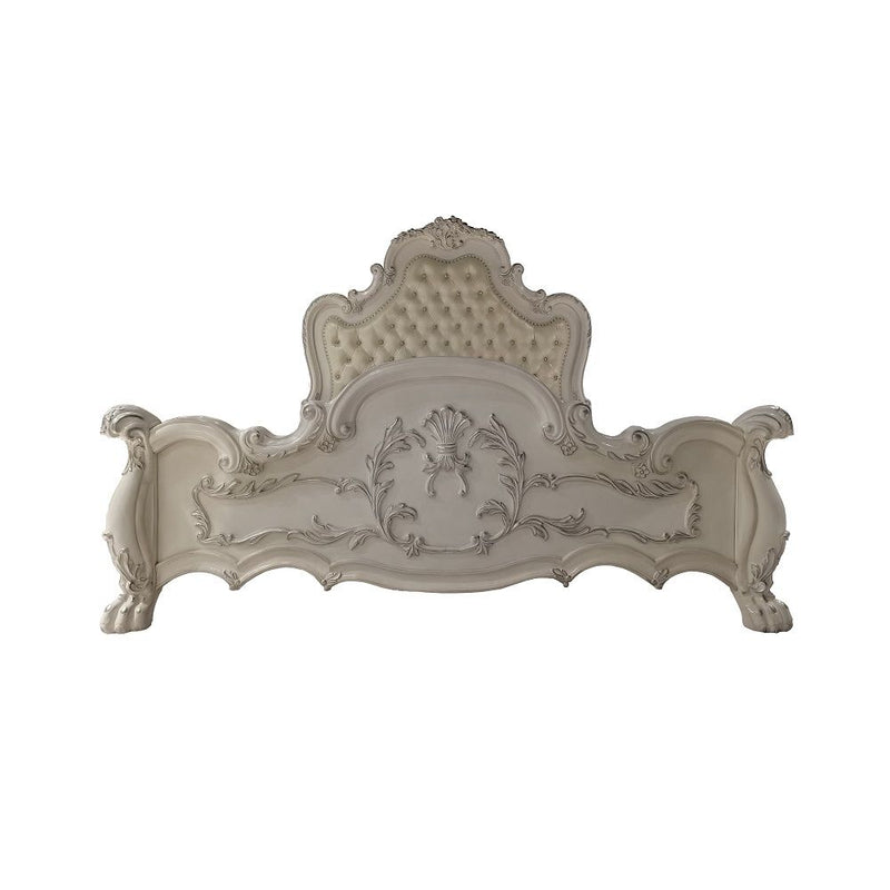 Dresden - Queen Bed - Synthetic Leather & Bone White