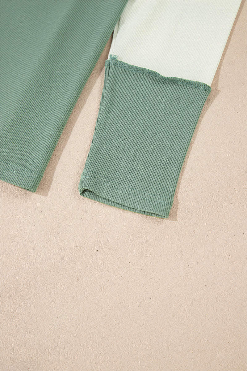 Faye Colorblock Patchwork Raglan Long Sleeve Top