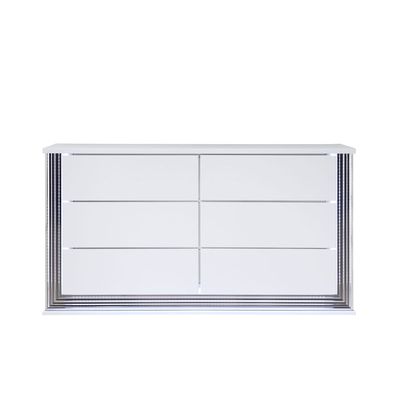 Moon - Smooth Dresser With LED - White