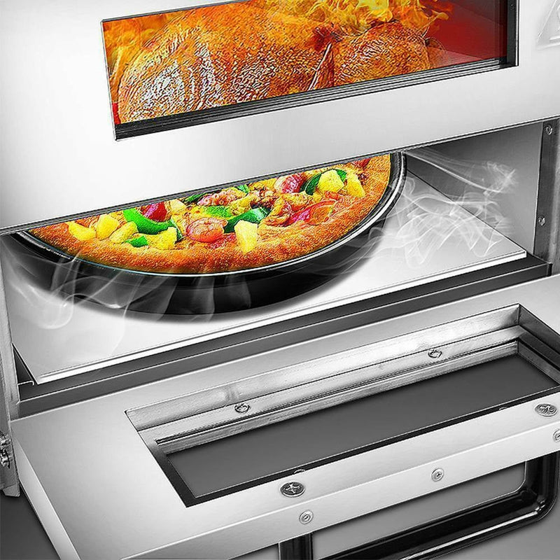 3KW Premium Electric Commercial Stainless Steel Double Deck Pizza Oven (98620571)