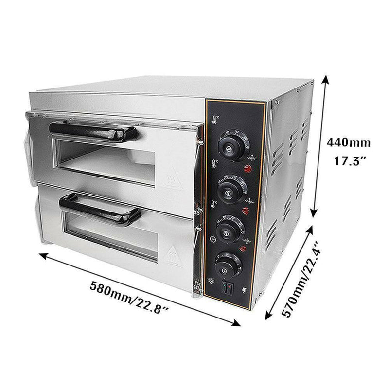3KW Premium Electric Commercial Stainless Steel Double Deck Pizza Oven (98620571)