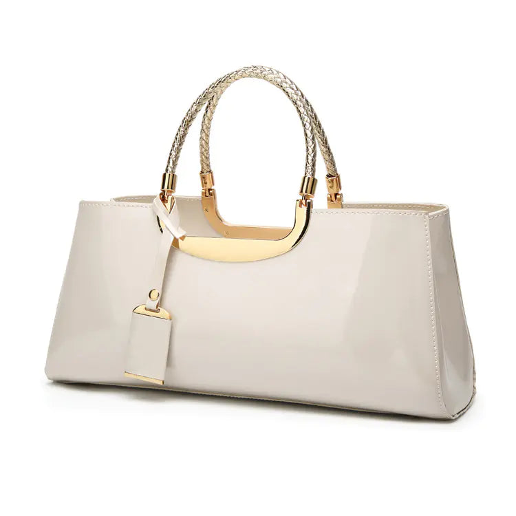 Fashionable Glossy Patent Leather Handbag for Brides