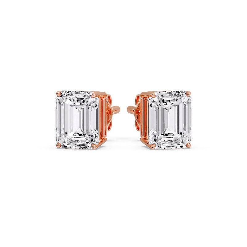 Certified Emerald Cut Diamond Solitaire Stud Earrings
