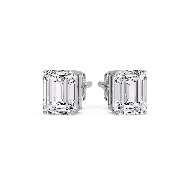 Certified Emerald Cut Diamond Solitaire Stud Earrings