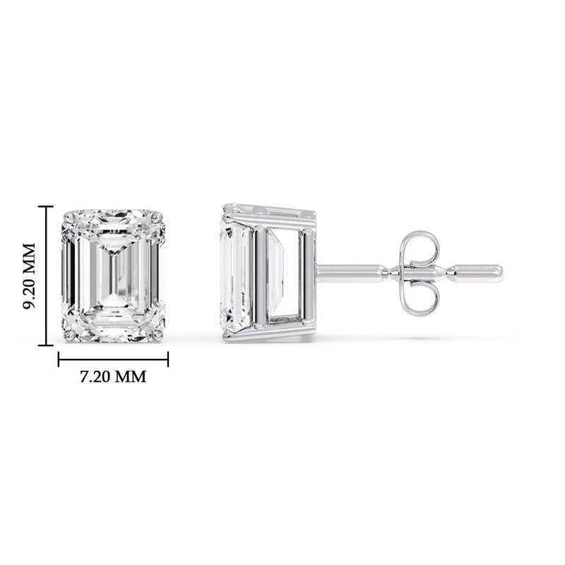 Certified Emerald Cut Diamond Solitaire Stud Earrings