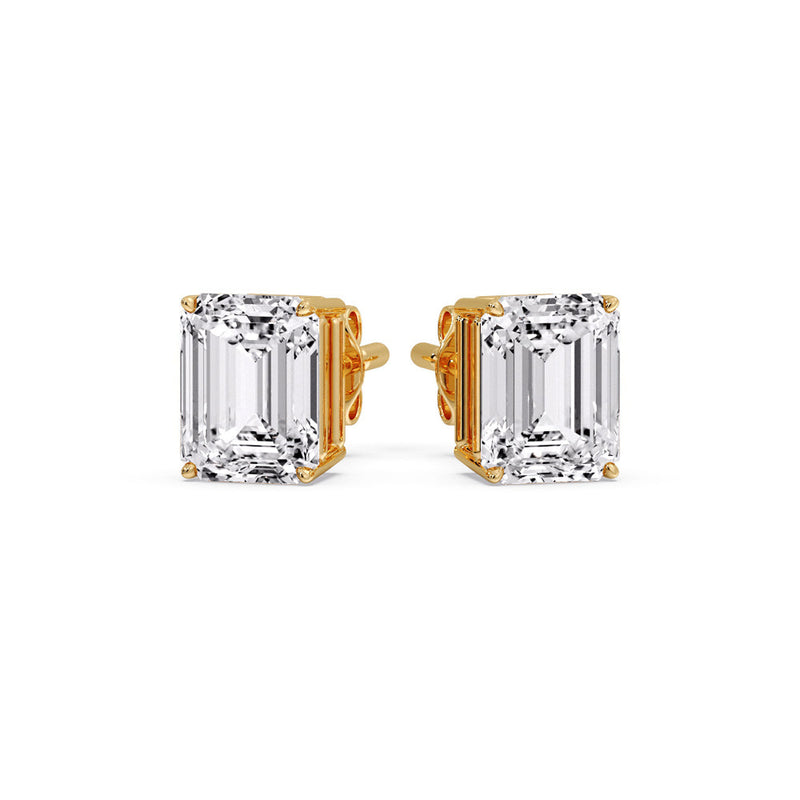 Certified Emerald Cut Diamond Solitaire Stud Earrings
