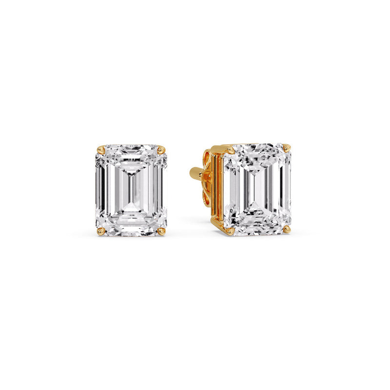 Certified Emerald Cut Diamond Solitaire Stud Earrings