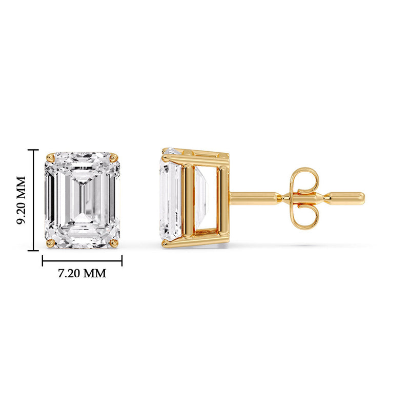 Certified Emerald Cut Diamond Solitaire Stud Earrings
