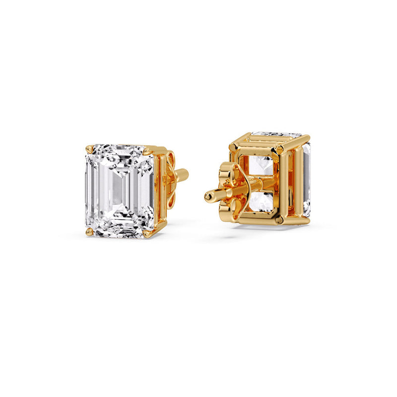 Certified Emerald Cut Diamond Solitaire Stud Earrings
