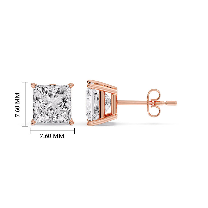 Princess-Cut Diamond Solitaire Stud Earrings (1 - 10ct | GIA & IGI Certified)