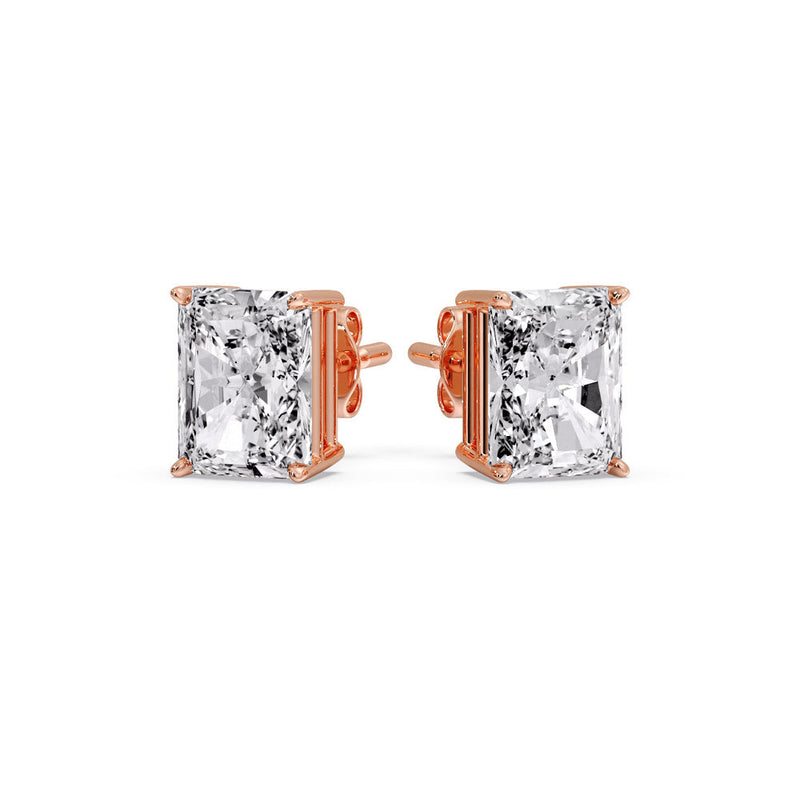 Certified Basket Stud Earrings Set With Radiant Cut Diamonds (1.00ct - 4.00ct)