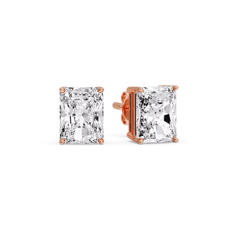 Certified Basket Stud Earrings Set With Radiant Cut Diamonds (1.00ct - 4.00ct)