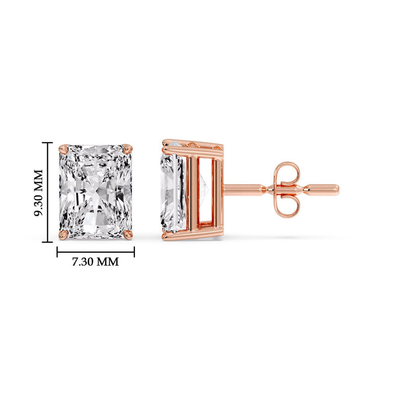 Certified Basket Stud Earrings Set With Radiant Cut Diamonds (1.00ct - 4.00ct)