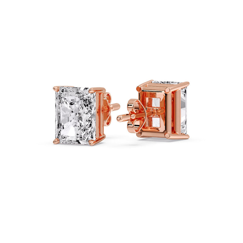 Certified Basket Stud Earrings Set With Radiant Cut Diamonds (1.00ct - 4.00ct)