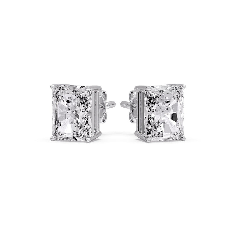 Certified Basket Stud Earrings Set With Radiant Cut Diamonds (1.00ct - 4.00ct)