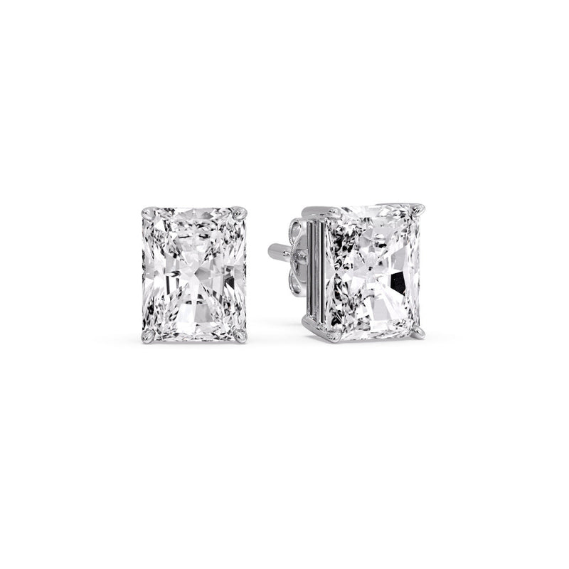 Certified Basket Stud Earrings Set With Radiant Cut Diamonds (1.00ct - 4.00ct)