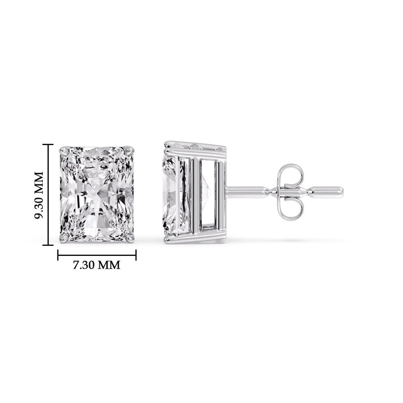 Certified Basket Stud Earrings Set With Radiant Cut Diamonds (1.00ct - 4.00ct)