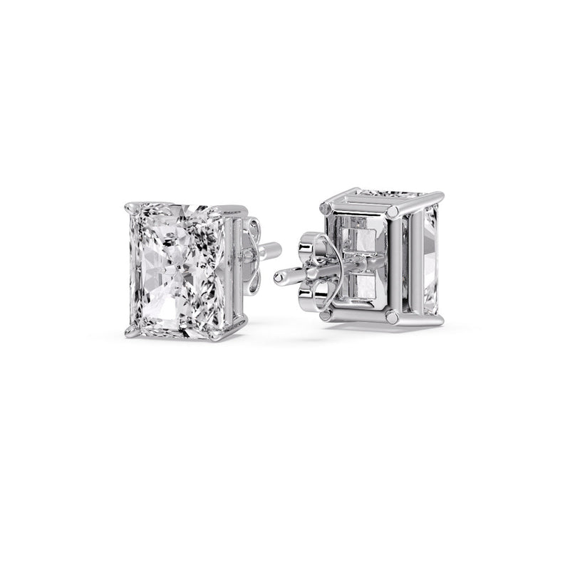 Certified Basket Stud Earrings Set With Radiant Cut Diamonds (1.00ct - 4.00ct)