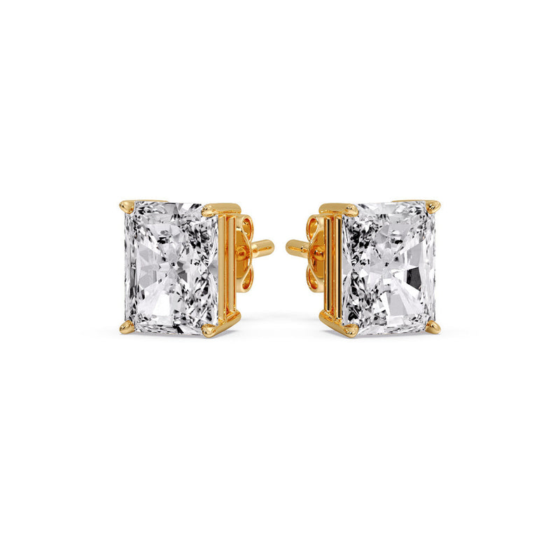 Certified Basket Stud Earrings Set With Radiant Cut Diamonds (1.00ct - 4.00ct)