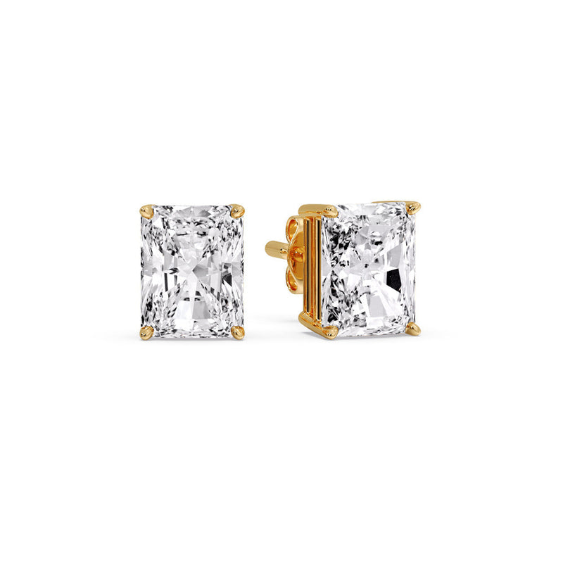 Certified Basket Stud Earrings Set With Radiant Cut Diamonds (1.00ct - 4.00ct)