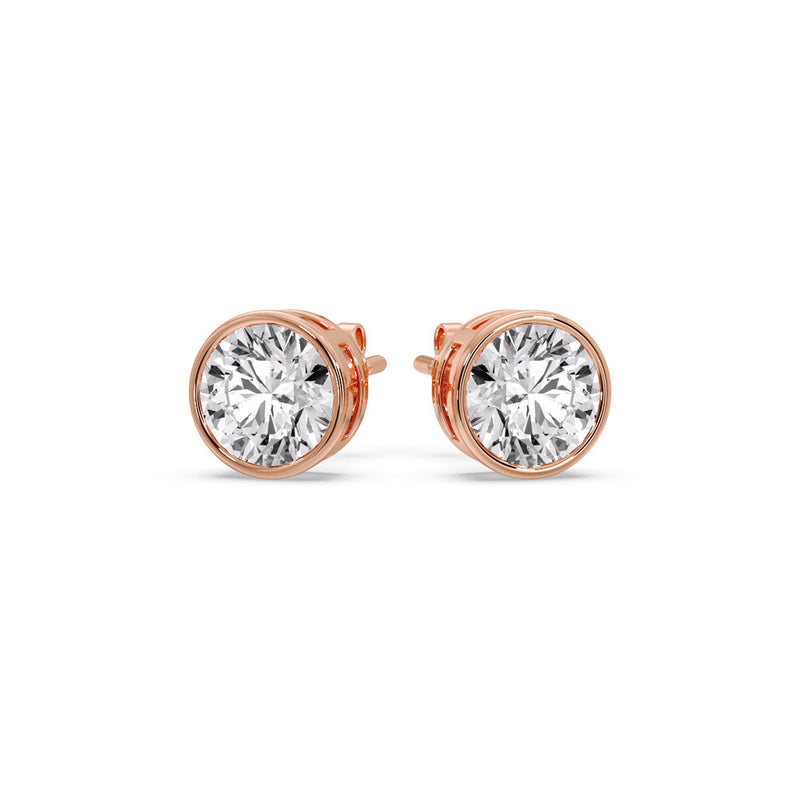 Bezel-Set Brilliant Round Diamond Solitaire Stud Earrings (1.00ct - 5.00ct)