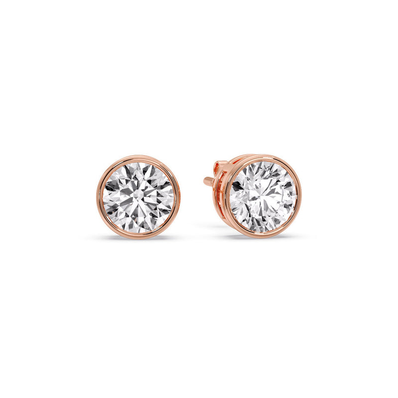 Bezel-Set Brilliant Round Diamond Solitaire Stud Earrings (1.00ct - 5.00ct)