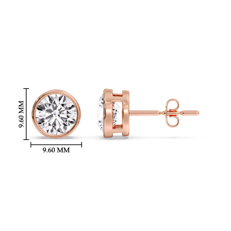 Bezel-Set Brilliant Round Diamond Solitaire Stud Earrings (1.00ct - 5.00ct)