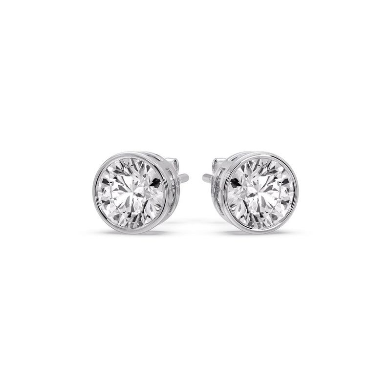 Bezel-Set Brilliant Round Diamond Solitaire Stud Earrings (1.00ct - 5.00ct)