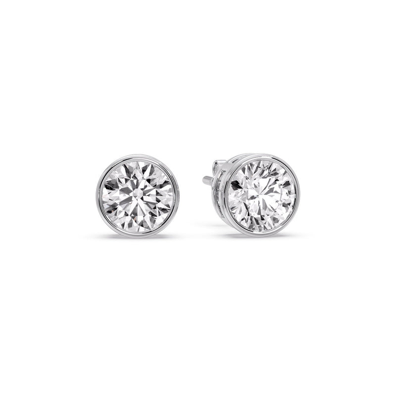 Bezel-Set Brilliant Round Diamond Solitaire Stud Earrings (1.00ct - 5.00ct)