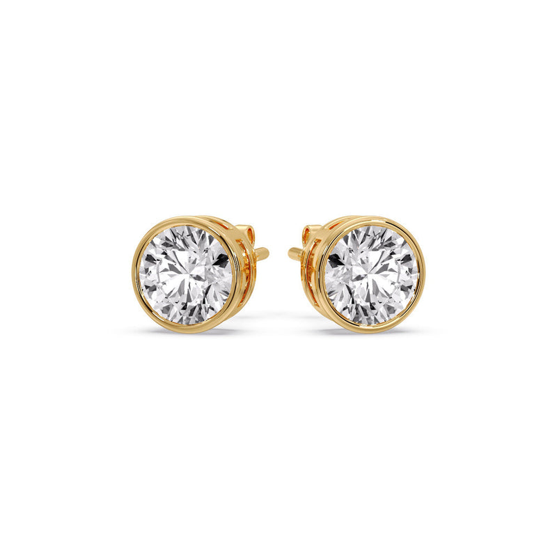 Bezel-Set Brilliant Round Diamond Solitaire Stud Earrings (1.00ct - 5.00ct)