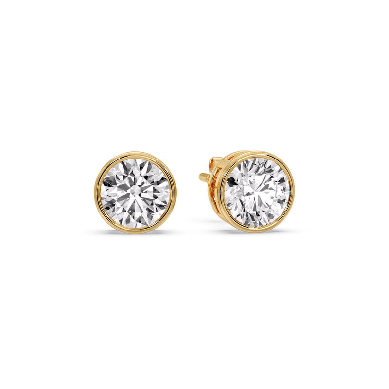 Bezel-Set Brilliant Round Diamond Solitaire Stud Earrings (1.00ct - 5.00ct)