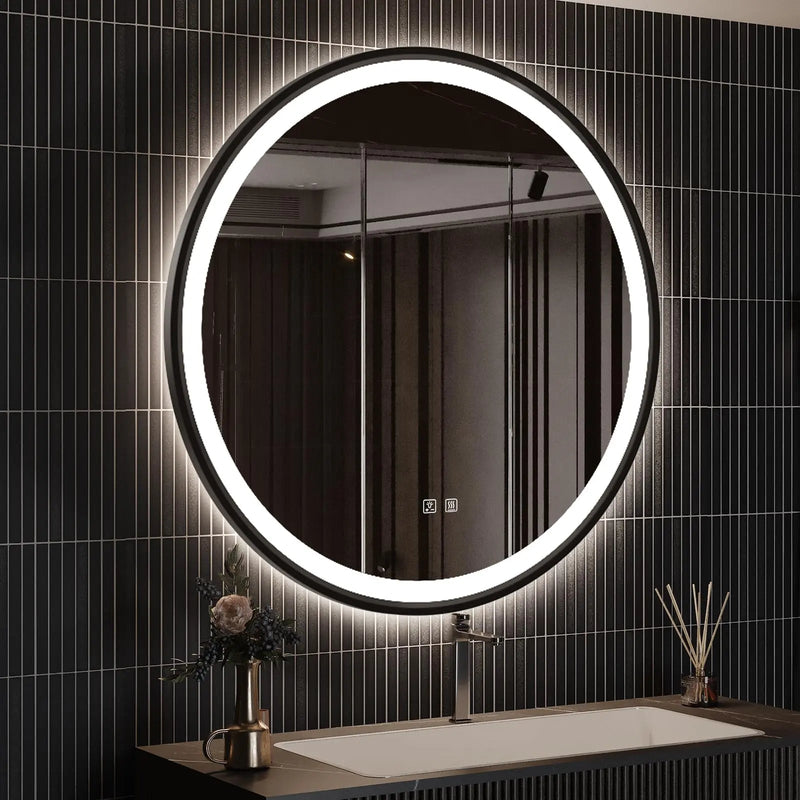 4 in 1 Blacklit Framed Round LED Bathroom Mirror