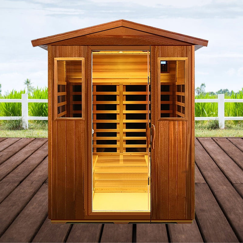 Thermora Premium 4-Person Luxury Low EMF Outdoor FAR Infrared Home Sauna With Bluetooth Audio, 2050W (SAK15372)