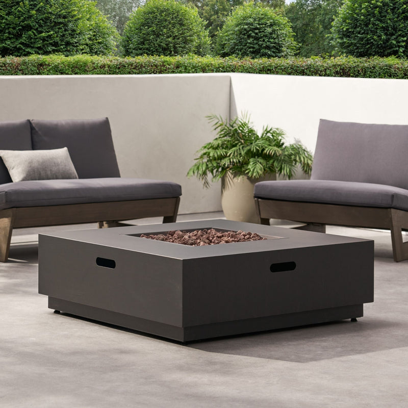 Alora 40-Inch 50K BTU Modern Outdoor Square Iron Backyard Patio Fire Pit (SAK31635)