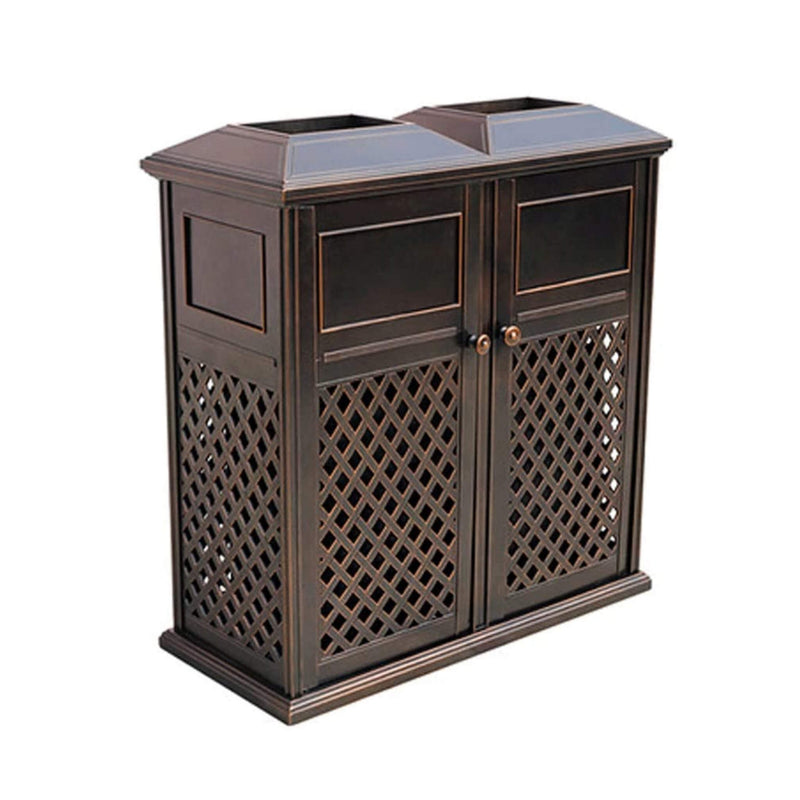 40" Outdoor Double Bucket Cast Aluminum Commercial Trash Can With Ashtray (SAK49250)