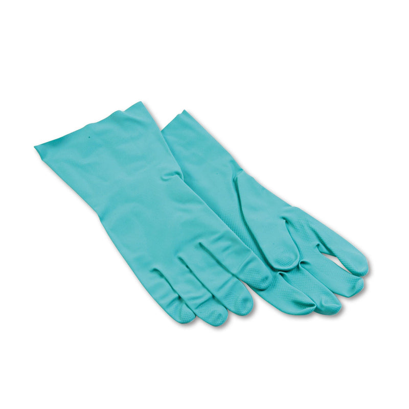 Boardwalk Nitrile Flock-Lined Gloves, Large, Green, Dozen